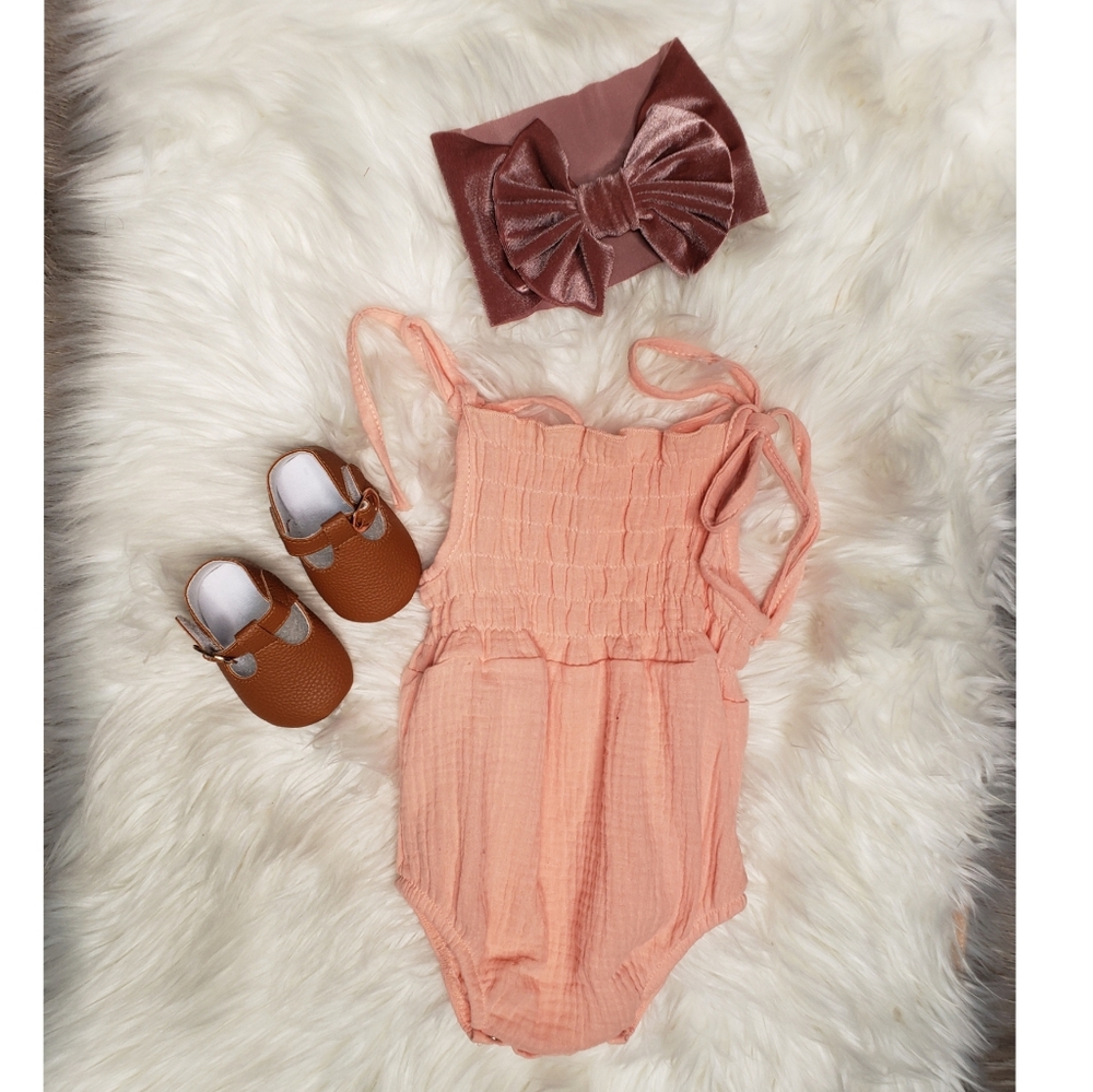 Baby shoes,Romper and Big Velvet Bow
